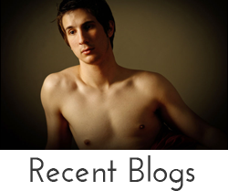 "Recent Blogs button - image of nude man in classic Caravaggio light